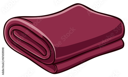 A Folded Burgundy Blanket with Soft Shadows for Comfort and Warmth
