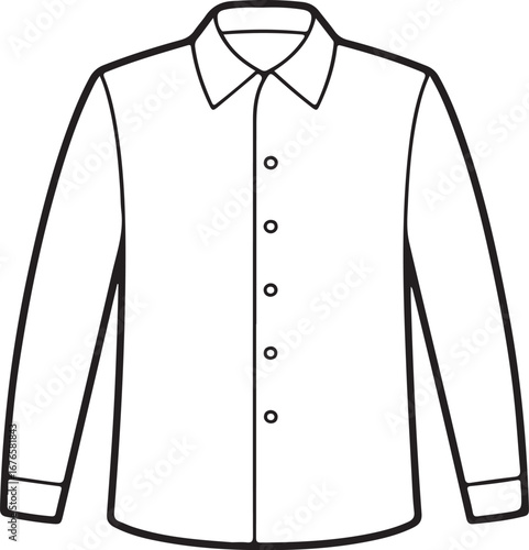 Simple line drawing of a classic white button down shirt