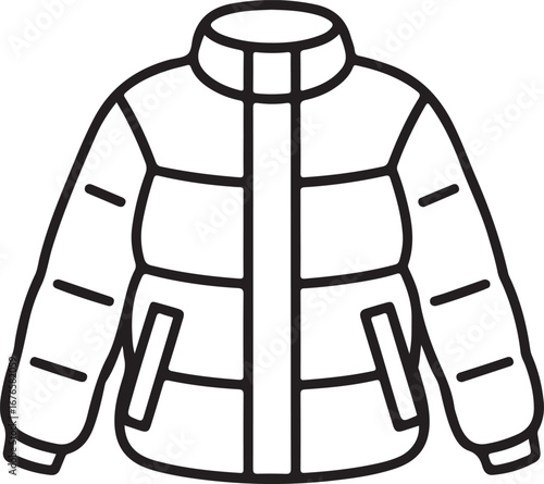 Simple line drawing of a puffer jacket