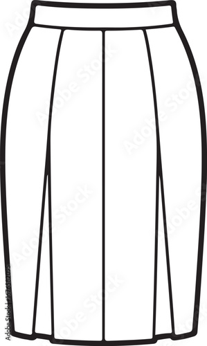 Fashion illustration of a pleated pencil skirt with a waistband