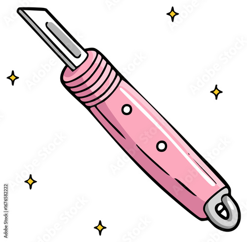 Cute pink cuticle pusher tool for manicure and nail care cartoon vector illustration
