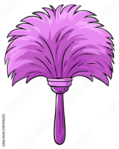Pink Feather Duster Illustration Cleaning Tool for Dusting Hygiene and Maintenance