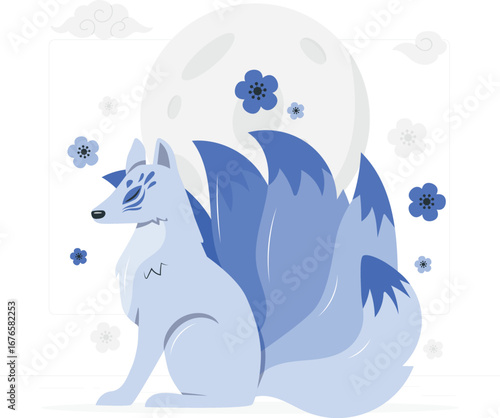 Japanese fox spirit companion design
