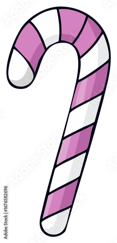 Pink and white candy cane illustration for Christmas or holiday themes.