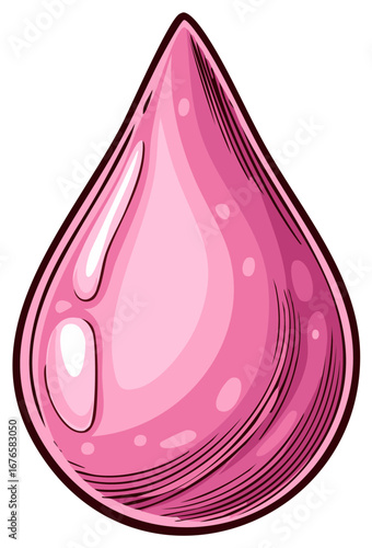 Vibrant pink glossy liquid droplet vector illustration isolated graphic element design