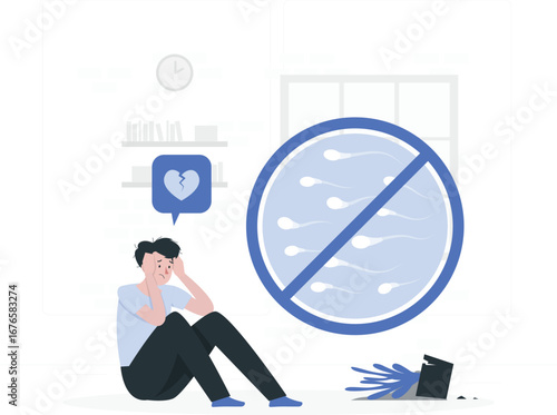 Man infertility symbol for health awareness campaign