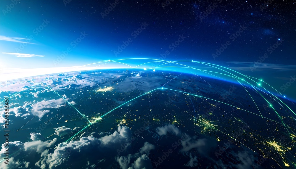 Fototapeta premium Global network connecting Earth