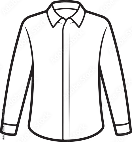 Classic white long sleeve button down shirt outline