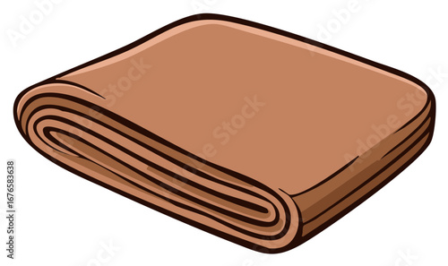 Cartoon folded brown cloth square vector illustration on white