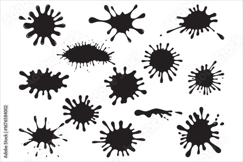 Black Ink Splatter and Paint Splashes Set