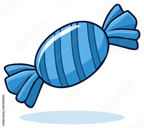 Wrapped Candy Piece Illustration Light Blue Striped Sweet Treat