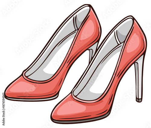 Elegant Pair of Pink High Heels Pointed Toe Stilettos Footwear Fashion Accessory Women's Shoe Illustration Icon