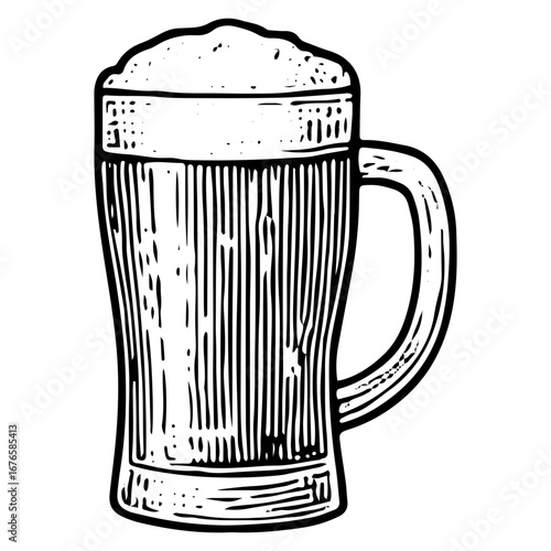 Foamy Beer Mug for Cocktail Bar Drink Illustration Sketch