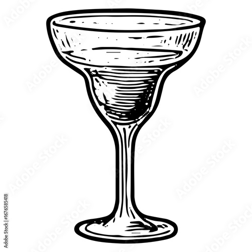 Salt Rimmed Margarita Glass for Cocktail Bar Sketch