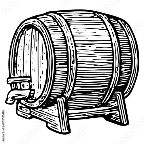 Vintage Whiskey Barrel for Cocktail Bar Decor Illustration