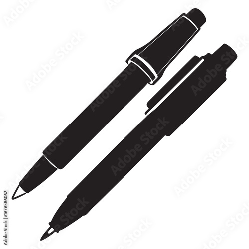 A black silhouette of a pen vector
