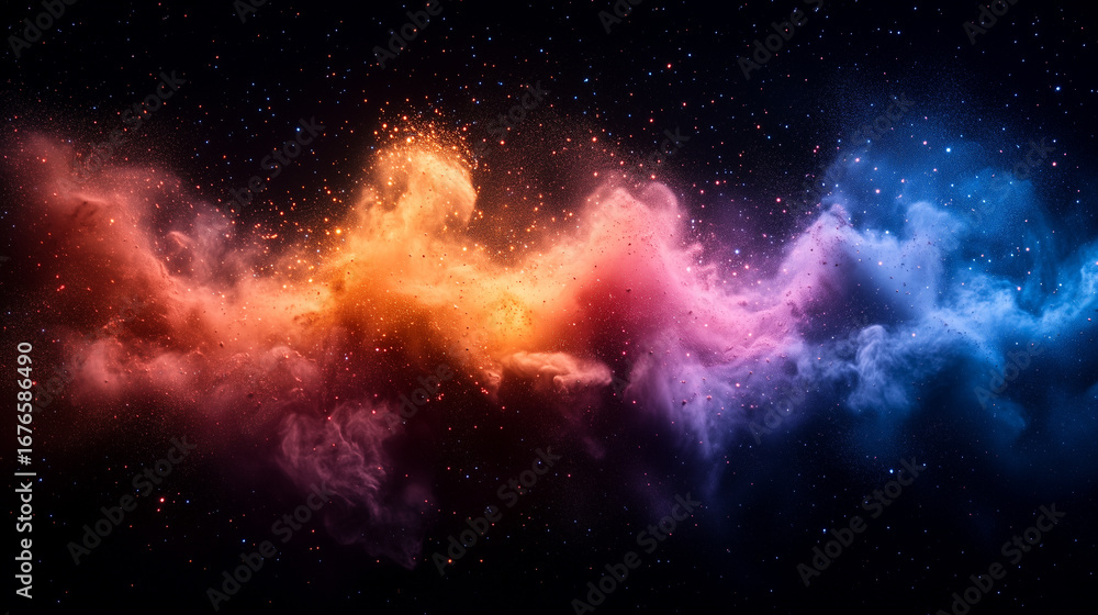 Fototapeta premium Vibrant Cosmic Nebula Art. Space Explosion of Colors