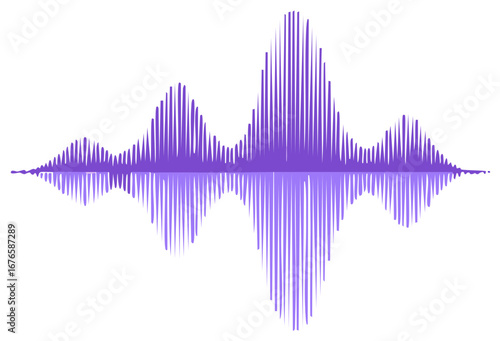 Stylized purple audio sound wave visualization with reflection effect illustration