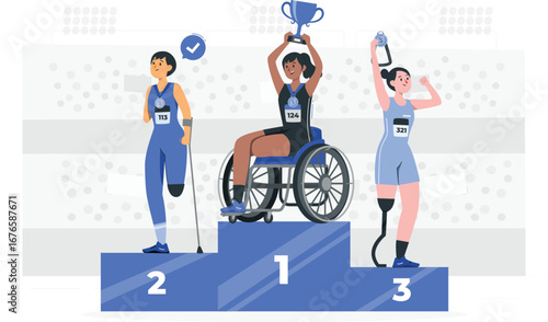 Paralympic winners podium celebration with rafiki