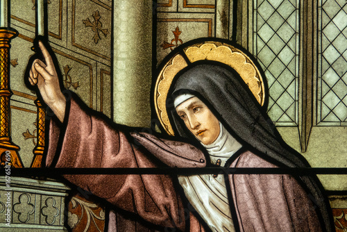 Photography Stained glass (19th century) of Saint Colette