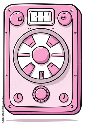 Retro Pink Speaker with Colorful Dial and Digital Display