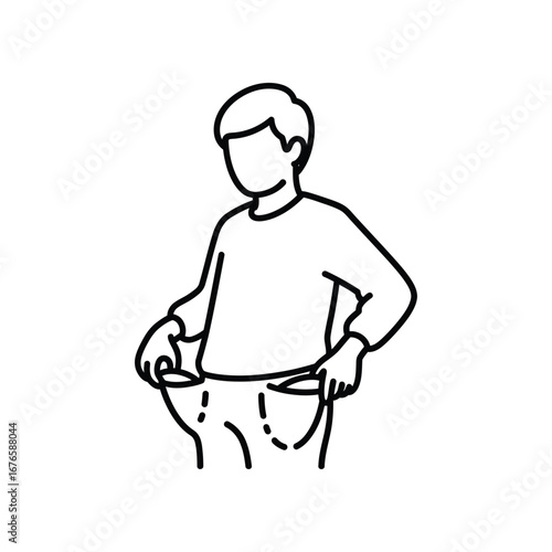 Success story: A visual representation of personal transformation: a line art illustration shows the remarkable outcome of weight loss, showcasing the tangible result of determination and dedication.