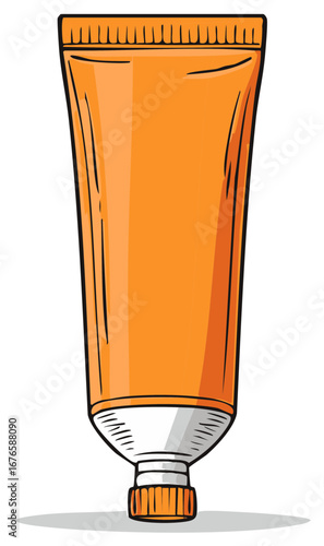 Orange Tube for Cosmetics, Cream, Ointment, Gel or Lotion in Cartoon Style