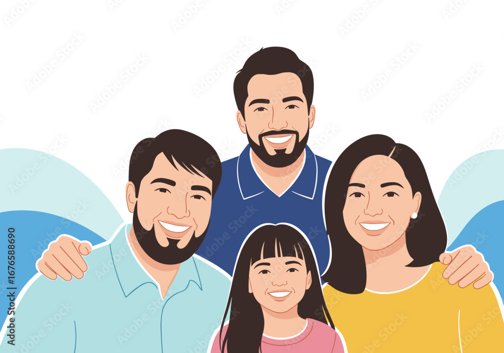 Fototapeta premium A happy family portrait with diverse members celebrating togetherness and love