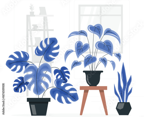 Potted plants illustration with rafiki character