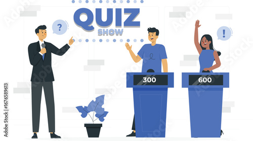 Quiz show game board and elements