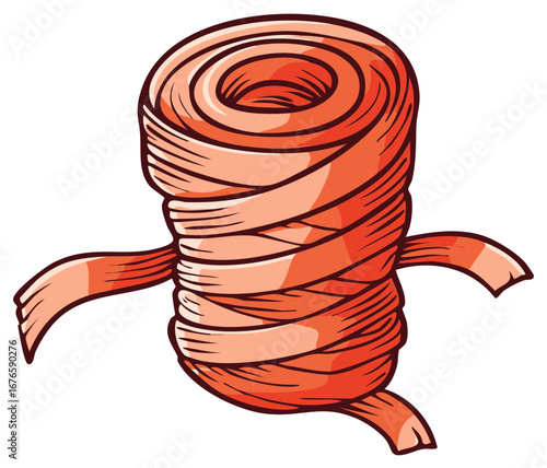 Illustration of a stylized reel of ribbon or tape