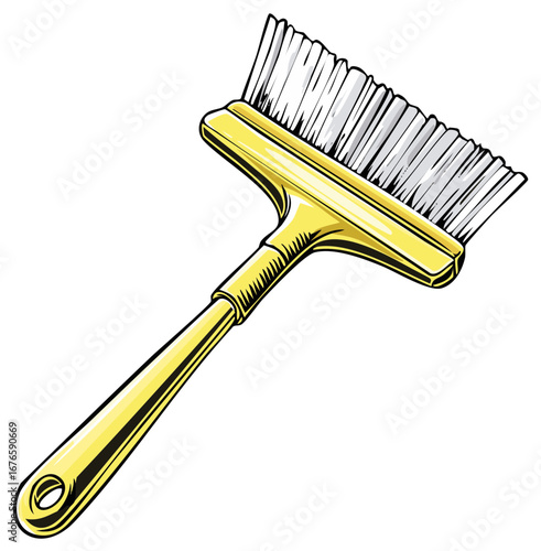 Golden Bristle Brush Tool with Handle for Cleaning and Painting