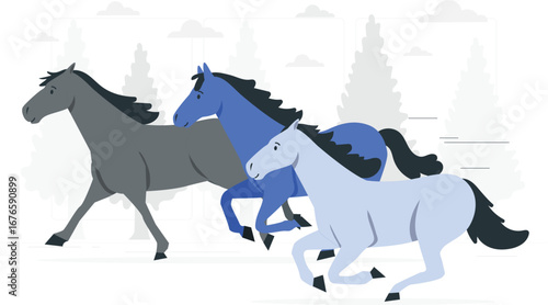 Dynamic running horse silhouette illustration
