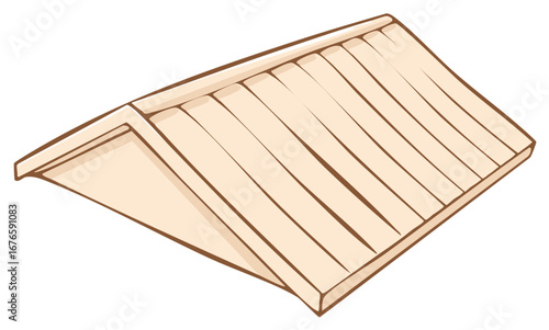 Simple Isometric Roof Illustration Wooden Shingle Structure Architecture