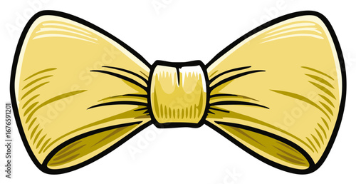 Charming Yellow Bow Tie Graphic Illustration Formal Wear Accent for Elegant Events and Festive Celebrations, Symbol of Class