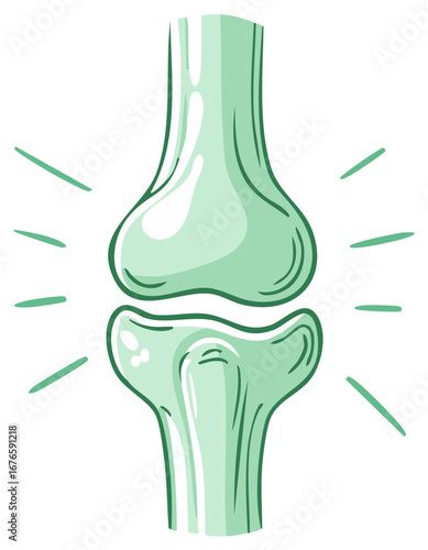 Cartoon Illustration of Knee Joint with Radiating Lines, a Medical Visual for Health Concepts
