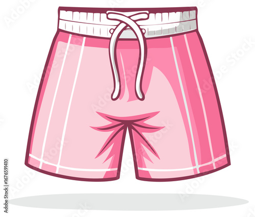 Pink swim trunks with a drawstring