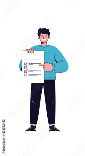 Person holds checklist of tasks completed demonstrating productivity and organization skills for business success