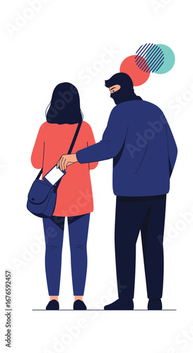 Thief stealthily reaches into pocket stealing valuables from unsuspecting person
