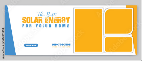 Solar energy panel and power saving Facebook cover or social media banner design