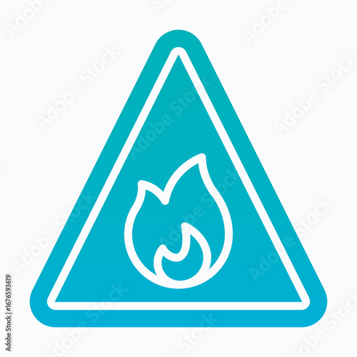 Fire Hazard Sign, Danger Warning Vector Icon, Isolated Vector Silhouette gradient Style Icon,