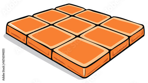 Cartoon style orange square paving tiles arranged in a structured grid pattern