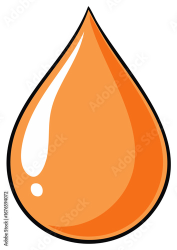 Orange droplet with black outline and highlights Illustration