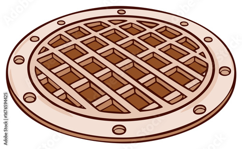 Cartoon Style Circular Floor Drain with Holes
