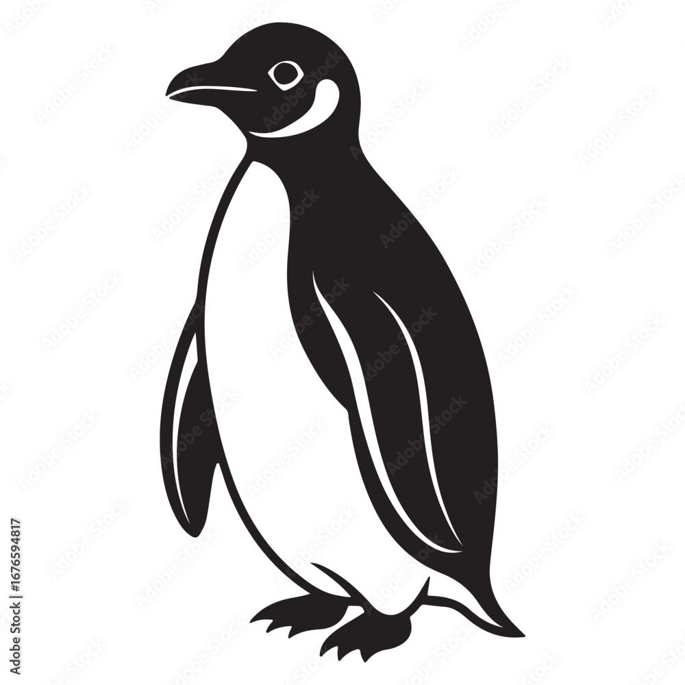 Naklejka premium A black silhouette of a penguin vector