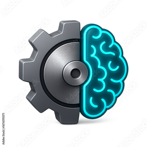 Artificial intelligence machine learning gear brain technology connection