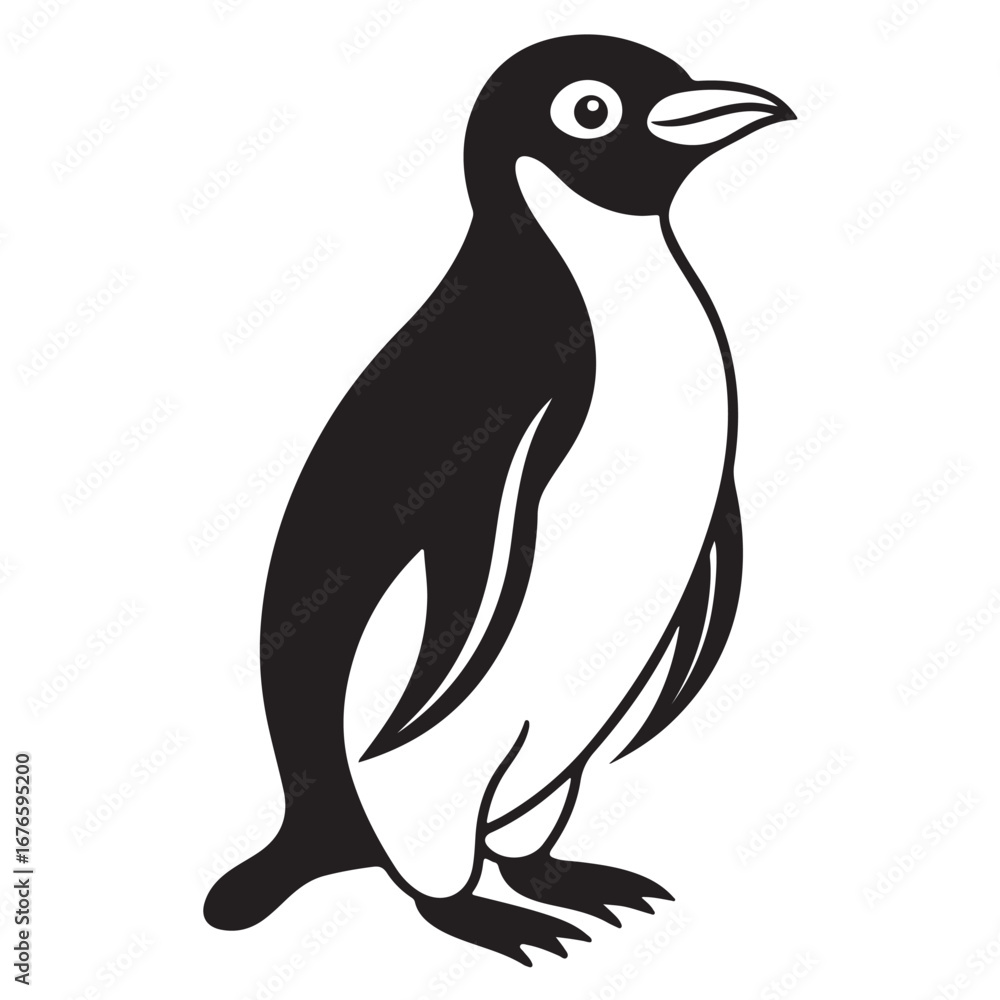 Fototapeta premium A black silhouette of a penguin vector