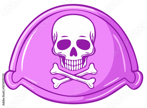 Playful purple pirate bicorn hat with skull and crossbones emblem vector illustration