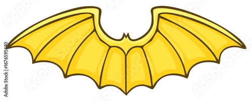 Yellow cartoon wings illustration. Fantasy decoration for design elements.