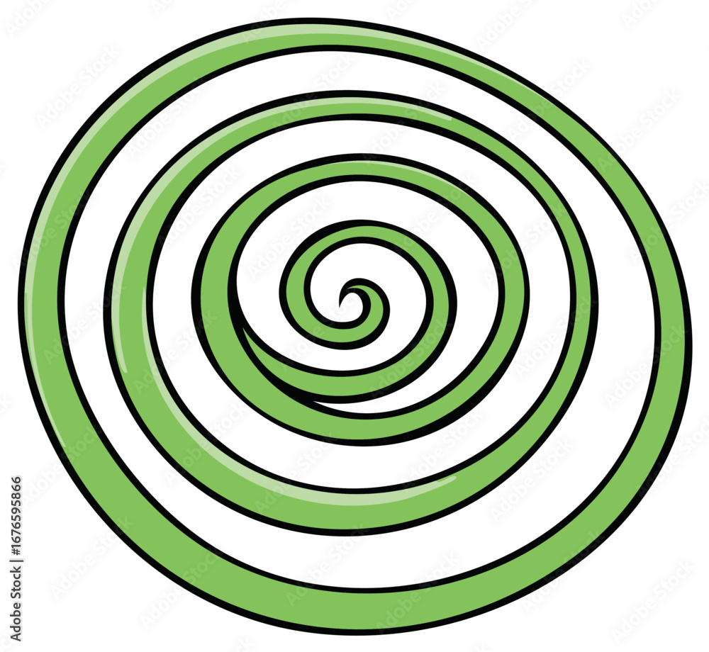 Naklejka premium Hypnotic Green and White Swirl, Concentric Circle Design, Cartoonish Vortex Pattern, Illusion